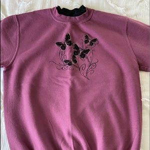 Thrifted embroidered butterfly Crewneck